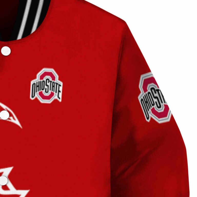 ohio state buckeyes tribal art scarlet white black jacket premium grade jacketwow