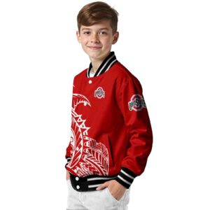 ohio state buckeyes tribal art scarlet white black jacket trendy jacketwow