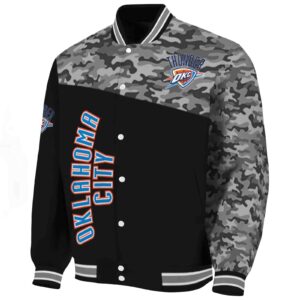 oklahoma city thunder camo patchwork black jacket best selling jacketwow