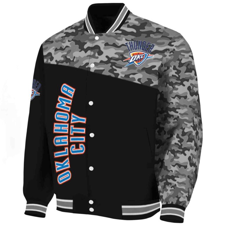 oklahoma city thunder camo patchwork black jacket best selling jacketwow