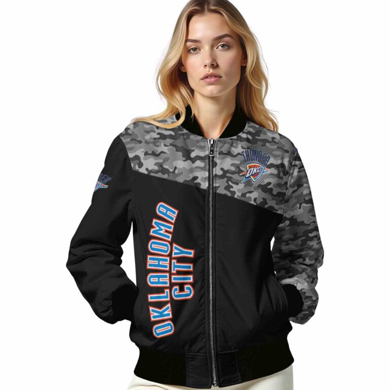 oklahoma city thunder camo patchwork black jacket latest model jacketwow