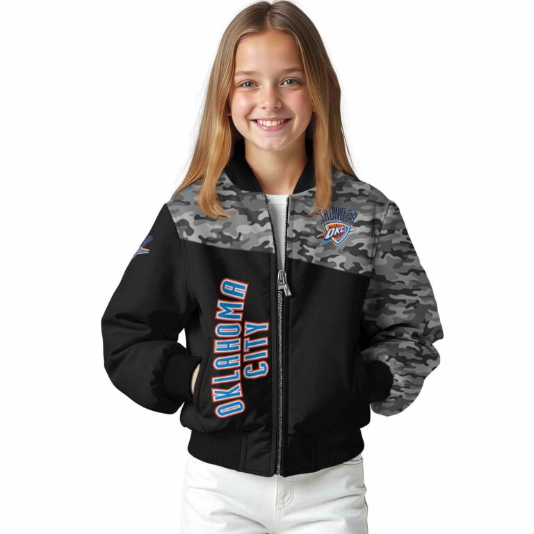 oklahoma city thunder camo patchwork black jacket top rated jacketwow