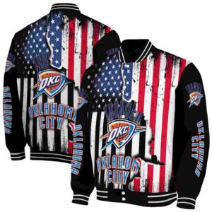 oklahoma city thunder patriotic theme black jacket fashion forward jacketwow