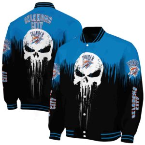 oklahoma city thunder punisher skull blue black white jacket fashion forward jacketwow