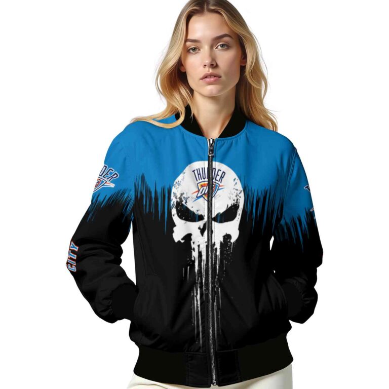 oklahoma city thunder punisher skull blue black white jacket latest model jacketwow