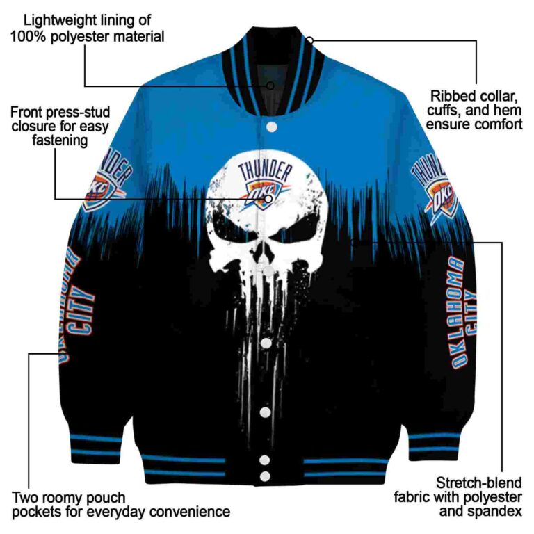 oklahoma city thunder punisher skull blue black white jacket new arrival jacketwow