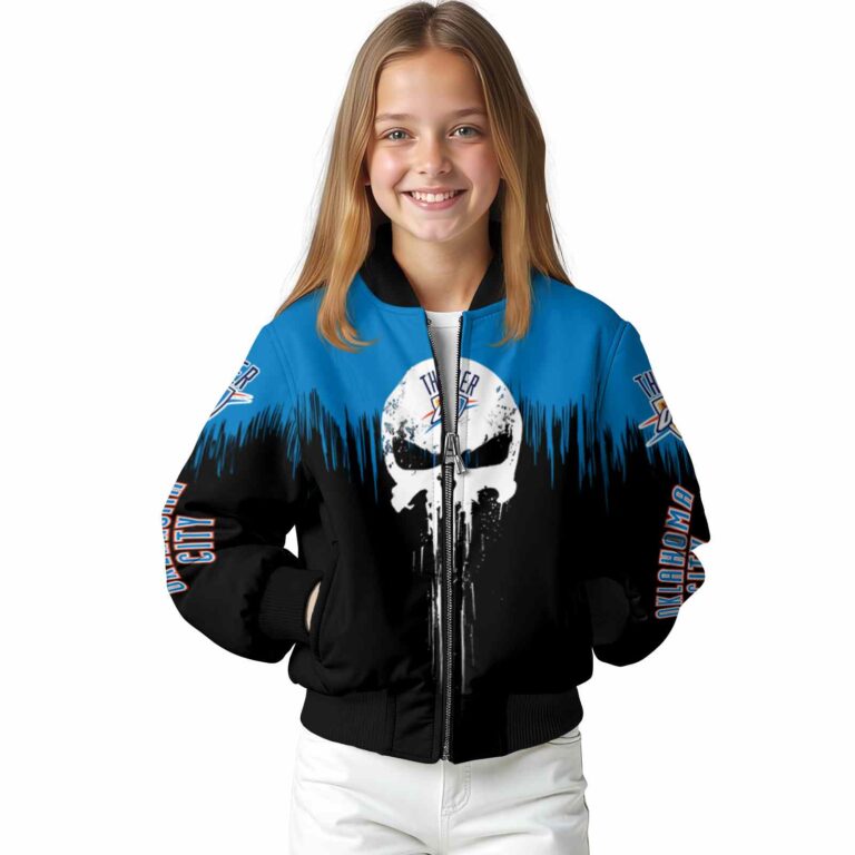 oklahoma city thunder punisher skull blue black white jacket top rated jacketwow