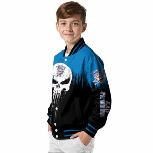 oklahoma city thunder punisher skull blue black white jacket trendy jacketwow