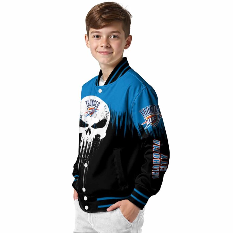 oklahoma city thunder punisher skull blue black white jacket trendy jacketwow