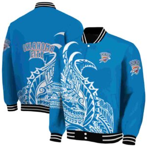 oklahoma city thunder tribal art blue white black jacket fashion forward jacketwow
