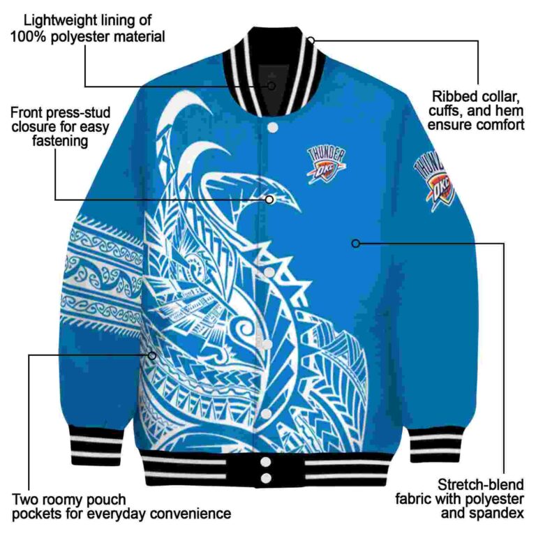 oklahoma city thunder tribal art blue white black jacket new arrival jacketwow