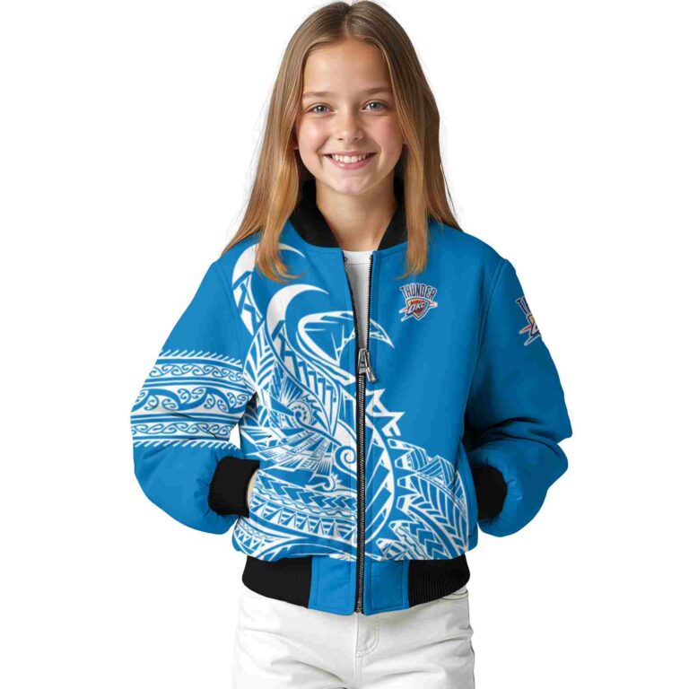 oklahoma city thunder tribal art blue white black jacket top rated jacketwow