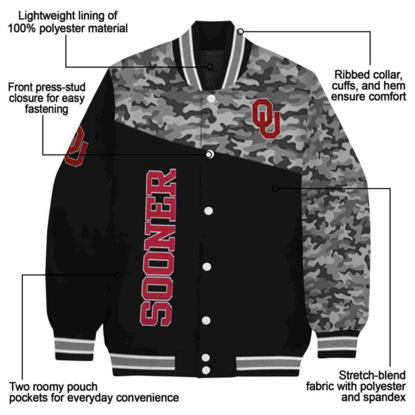 oklahoma sooners camo patchwork black jacket new arrival jacketwow