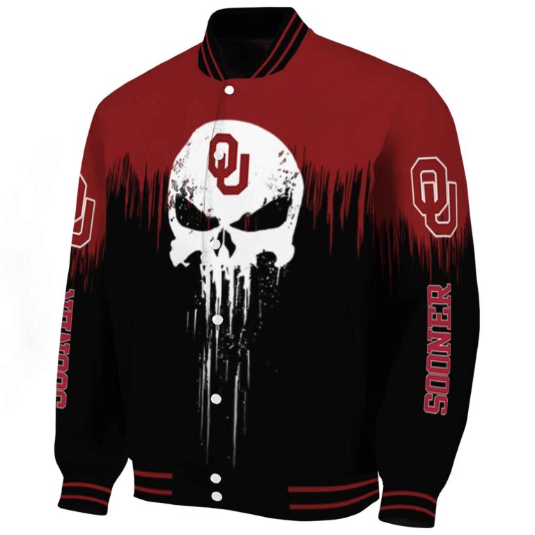 oklahoma sooners punisher skull crimson black white jacket best selling jacketwow