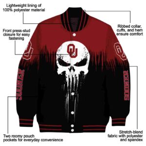 oklahoma sooners punisher skull crimson black white jacket new arrival jacketwow