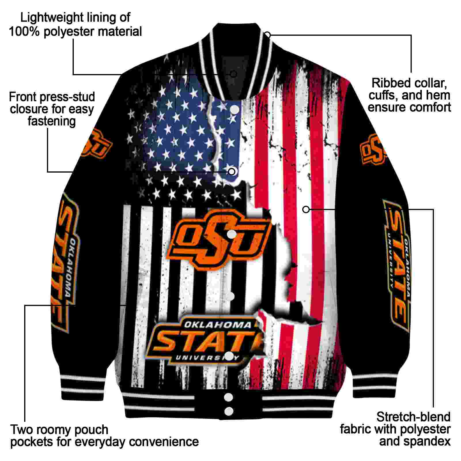 oklahoma state cowboys patriotic theme black jacket new arrival jacketwow oklahoma state cowboys patriotic theme black jacket new arrival jacketwow