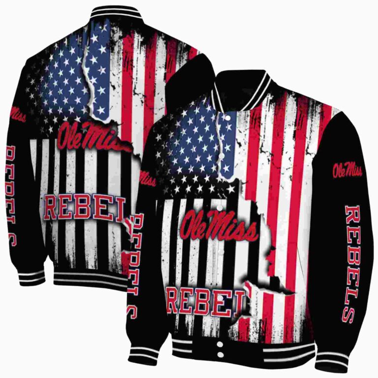 ole miss rebels patriotic theme black jacket fashion forward jacketwow