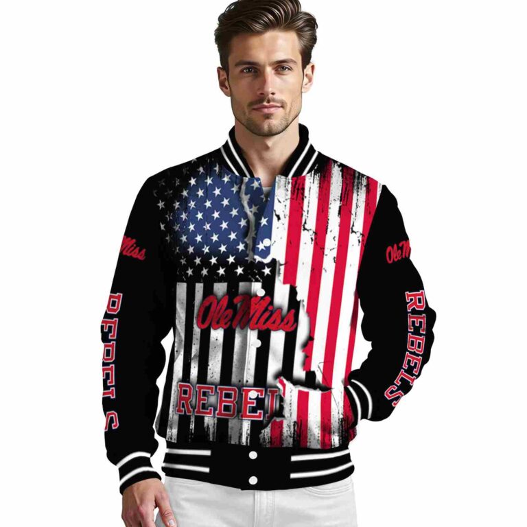 ole miss rebels patriotic theme black jacket high quality jacketwow