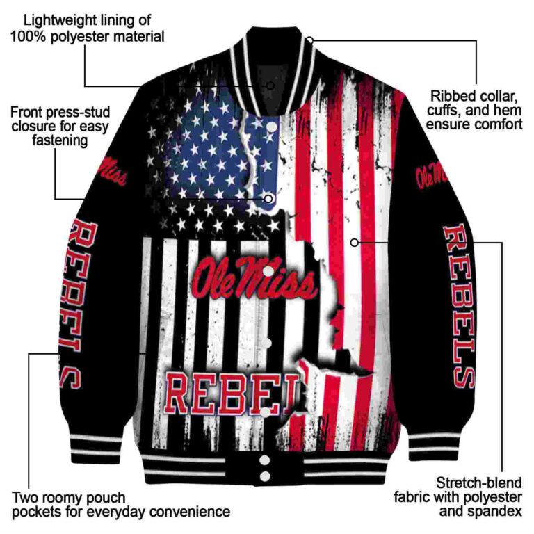 ole miss rebels patriotic theme black jacket new arrival jacketwow