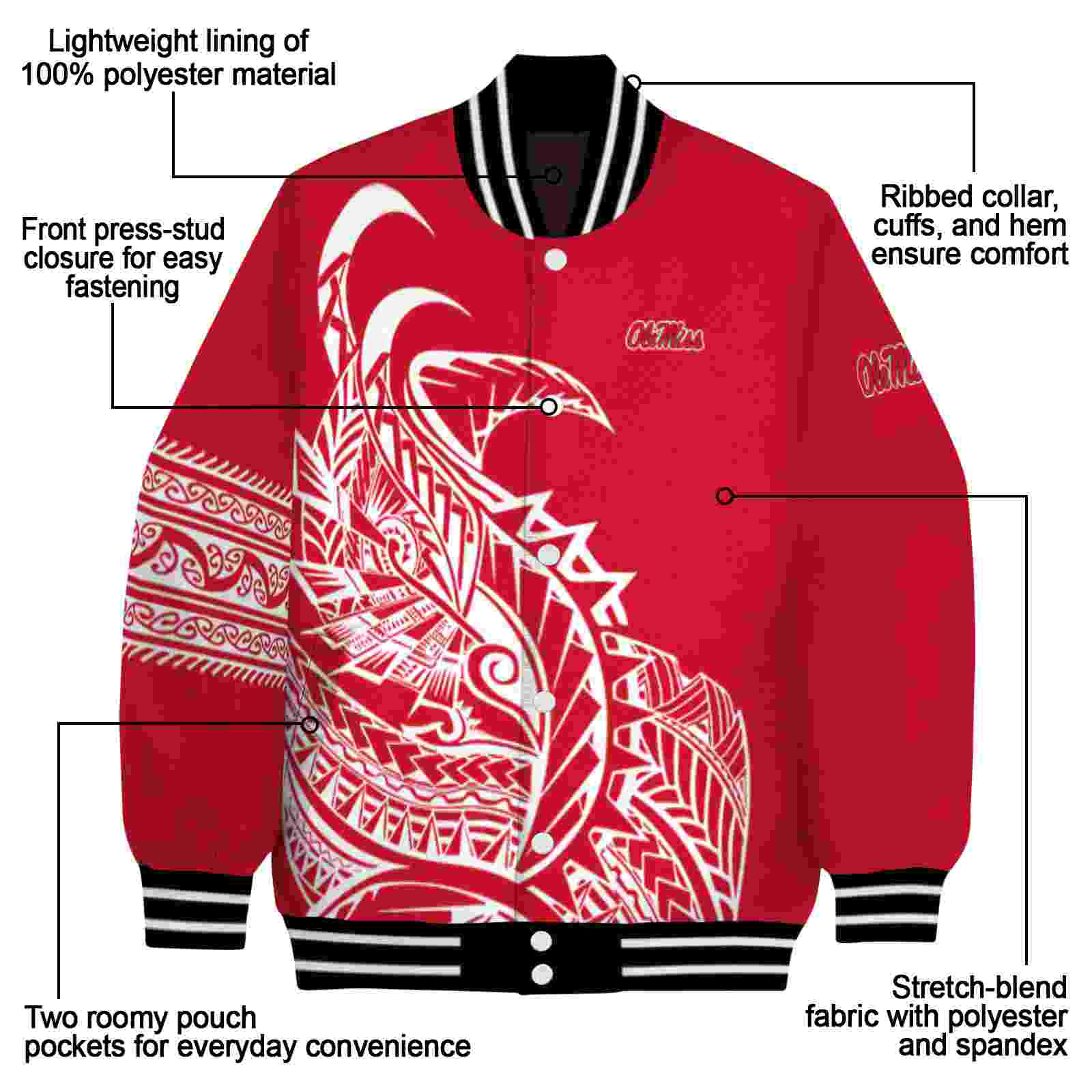 ole miss rebels tribal art red white black jacket new arrival jacketwow ole miss rebels tribal art red white black jacket new arrival jacketwow