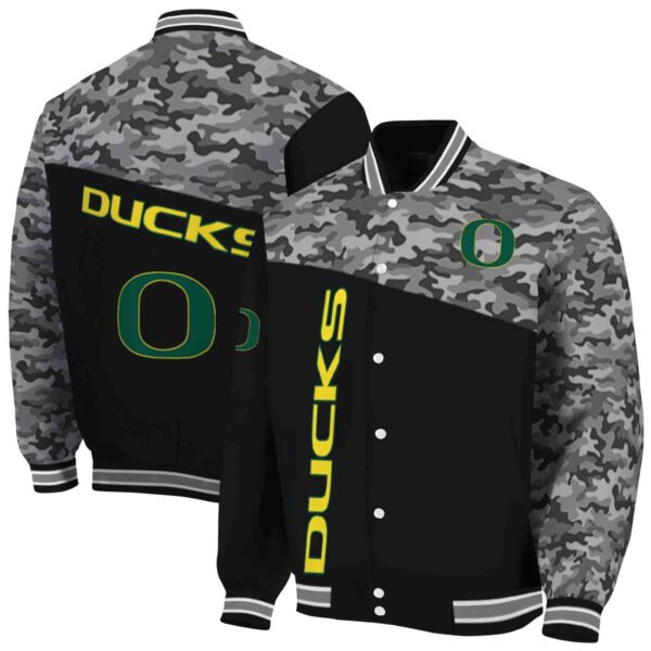 oregon ducks camo patchwork black jacket fashion forward jacketwow