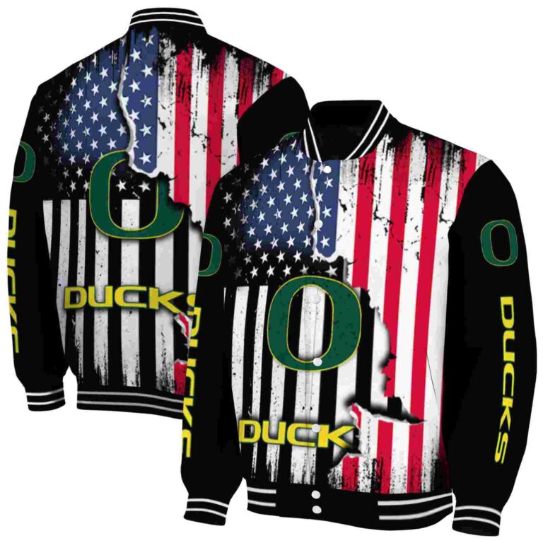 oregon ducks patriotic theme black jacket fashion forward jacketwow