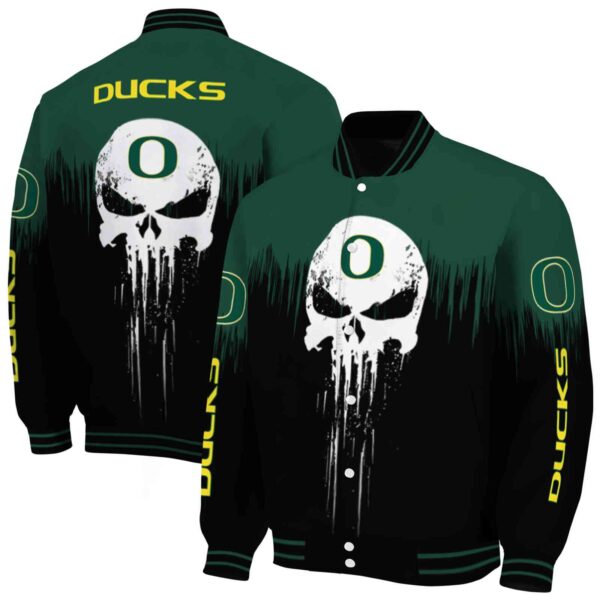 oregon ducks punisher skull green black white jacket fashion forward jacketwow