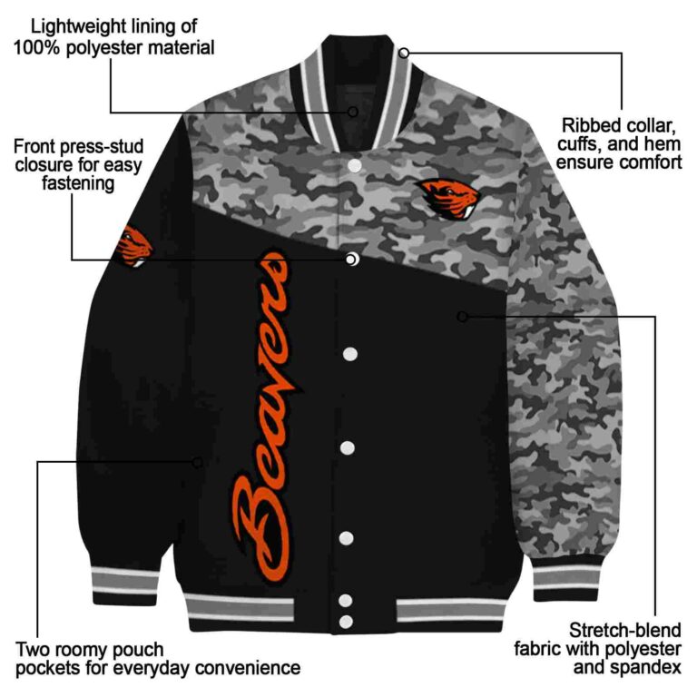 oregon state beavers camo patchwork black jacket new arrival jacketwow