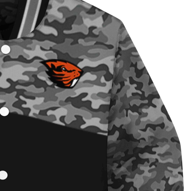 oregon state beavers camo patchwork black jacket premium grade jacketwow
