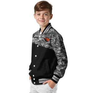 oregon state beavers camo patchwork black jacket trendy jacketwow
