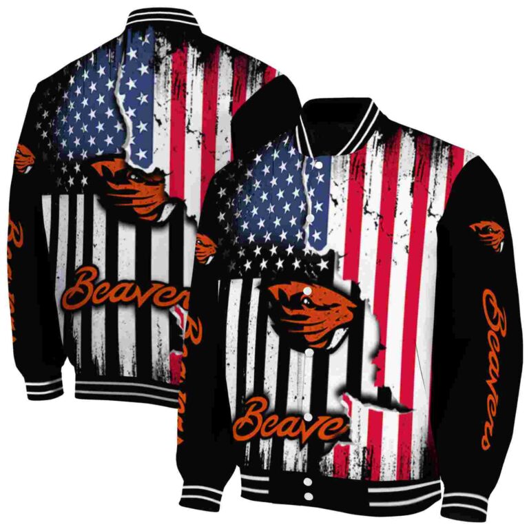 oregon state beavers patriotic theme black jacket fashion forward jacketwow