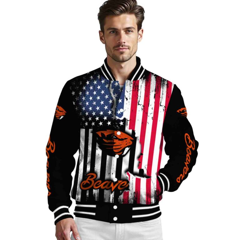 oregon state beavers patriotic theme black jacket high quality jacketwow