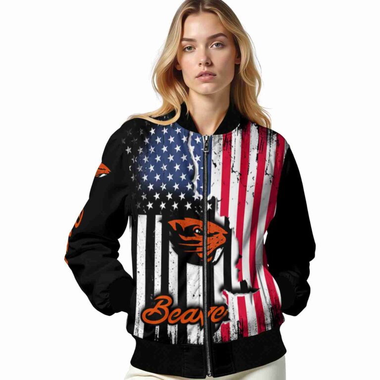 oregon state beavers patriotic theme black jacket latest model jacketwow