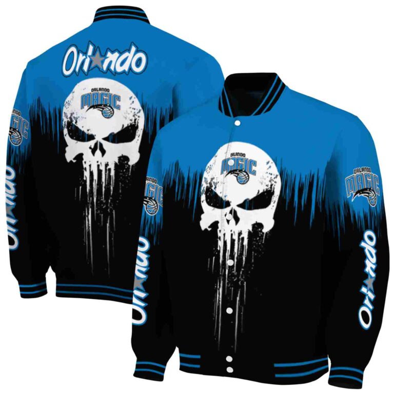 orlando magic punisher skull blue black white jacket fashion forward jacketwow
