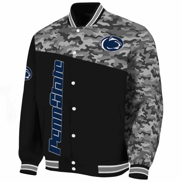 penn state nittany lions camo patchwork black jacket best selling jacketwow