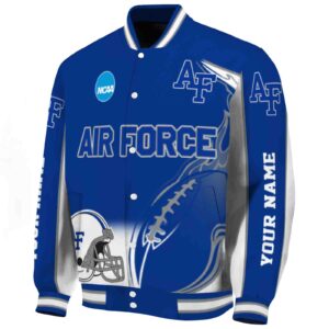 personalized air force falcons flaming football blue white jacket best selling jacketwow