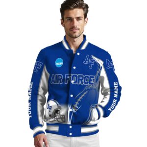personalized air force falcons flaming football blue white jacket high quality jacketwow