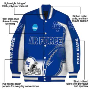personalized air force falcons flaming football blue white jacket new arrival jacketwow