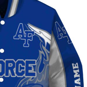 personalized air force falcons flaming football blue white jacket premium grade jacketwow