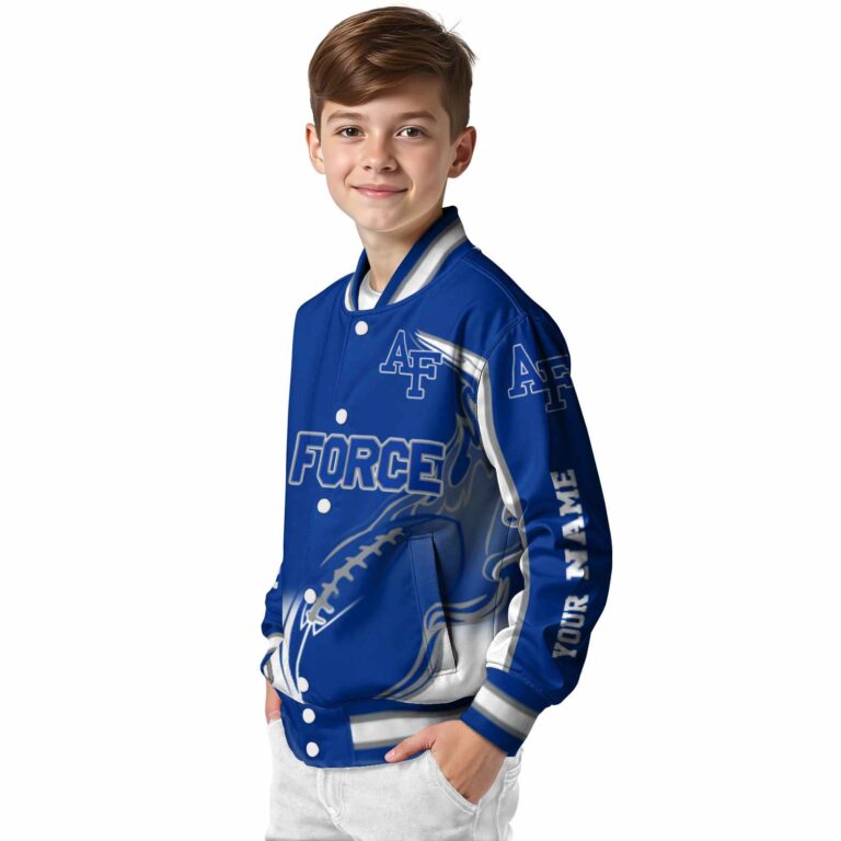 personalized air force falcons flaming football blue white jacket trendy jacketwow