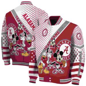 personalized alabama crimson tide mickey donald goofy crimson white jacket fashion forward jacketwow