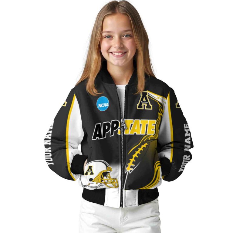 personalized appalachian state mountaineers flaming football black white jacket top rated jacketwow