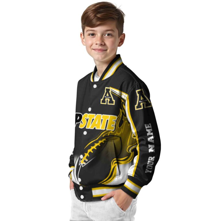personalized appalachian state mountaineers flaming football black white jacket trendy jacketwow