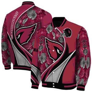 personalized arizona cardinals floral print red jacket fashion forward jacketwow