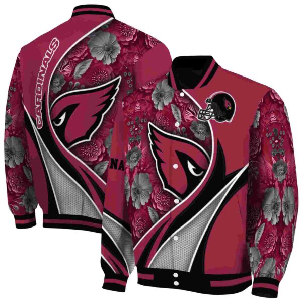personalized arizona cardinals floral print red jacket fashion forward jacketwow