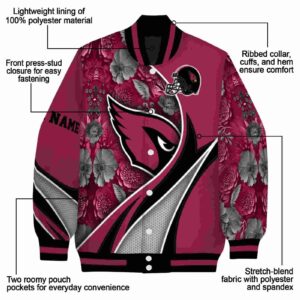 personalized arizona cardinals floral print red jacket new arrival jacketwow