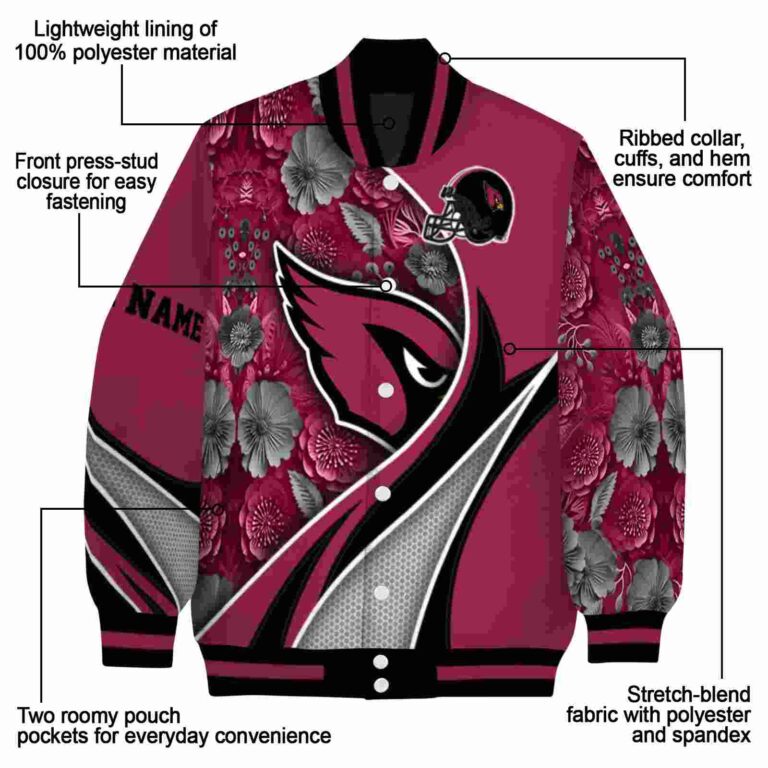 personalized arizona cardinals floral print red jacket new arrival jacketwow