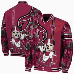 personalized arizona cardinals rose mickey red jacket fashion forward jacketwow