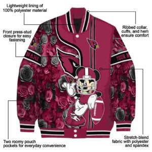 personalized arizona cardinals rose mickey red jacket new arrival jacketwow
