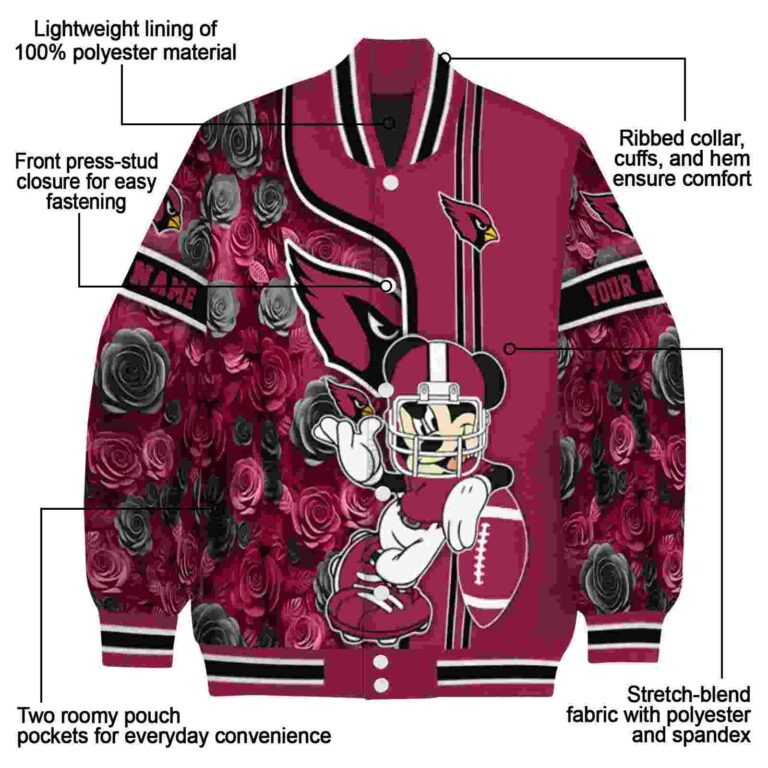 personalized arizona cardinals rose mickey red jacket new arrival jacketwow